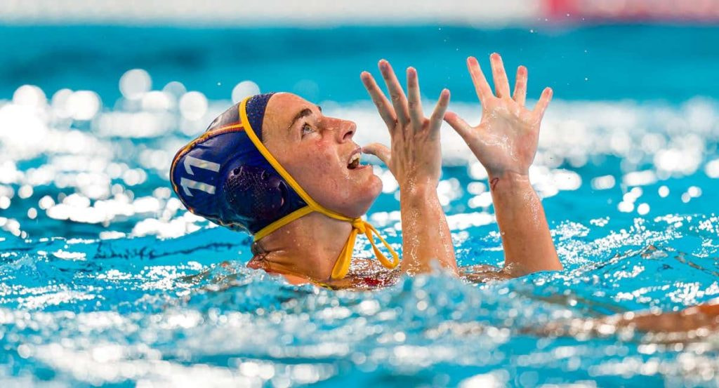 Maica durante un partido con la selección española.