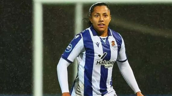 Manuela Vanegas durante un partido con la Real Sociedad este curso.
