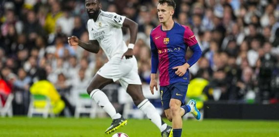 Marc Casadó en el 0-4 del Barça en el Bernabéu.