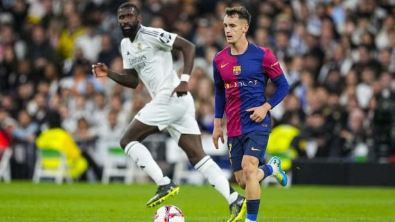 Marc Casadó en el 0-4 del Barça en el Bernabéu.