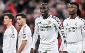 Mendy, durante el Liverpool-Real Madrid de noviembre.