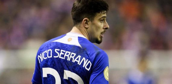 Nico Serrano, durante el partido copero ante el Logroñés.