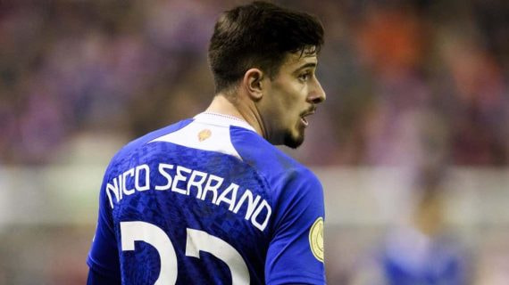 Nico Serrano, durante el partido copero ante el Logroñés.
