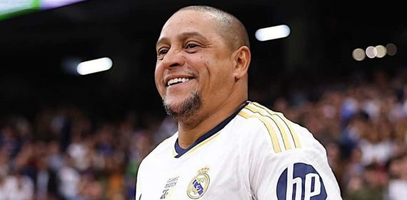 Roberto Carlos, en un partido amistoso en el Santiago Bernabéu.