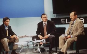 Lobo Carrasco, Michael Robinson y Ramos Marcos, en el plató de El Día Después.
