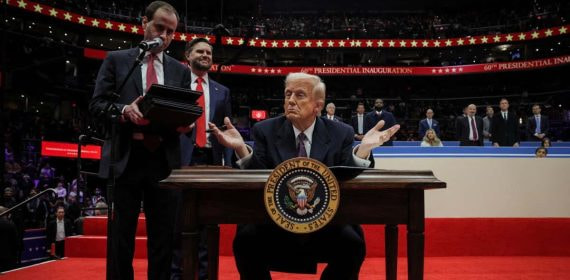 Donald Trump firma sus primeras órdenes ejecutivas como presidente de Estados Unidos.