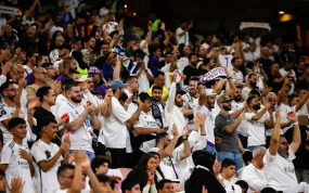 La grada en Yeda, abrumadoramente madridista.