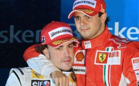 Massa y Alonso, en el podio de Brasil 2008.