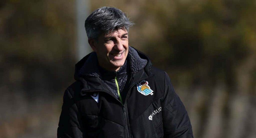 Imanol Alguacil, que no pierde la sonrisa, esta mañana en Zubieta.