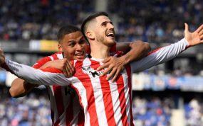 Sancet celebra un gol.