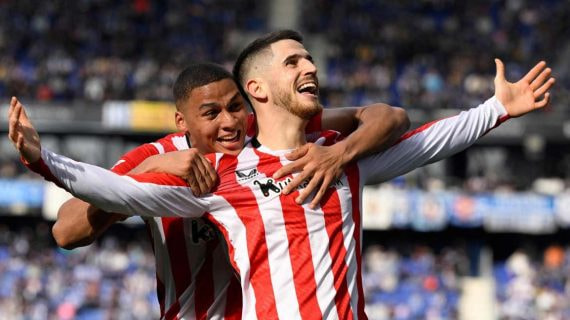 Sancet celebra un gol.