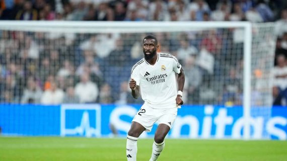 Rüdiger, en un partido con el Real Madrid.