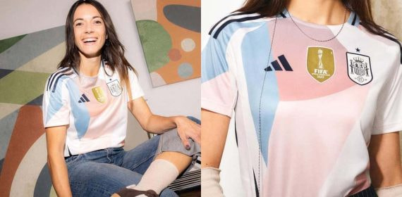 Aitana Bonmatí posa con la segunda equipación de la Selección para la próxima Eurocopa
