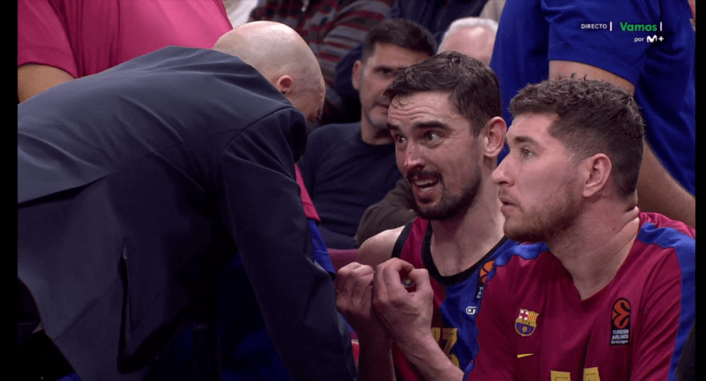 Captura de la retransmisión en la que Satoransky se desahoga con Peñarroya.