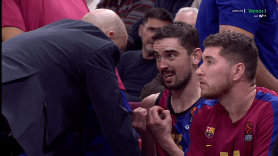 Captura de la retransmisión en la que Satoransky se desahoga con Peñarroya.