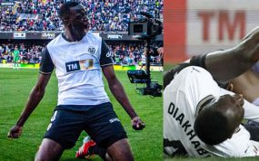 Diakhaby tras su gol al Leganés y el día de su lesión.