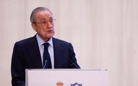 Florentino Pérez, en una comparecencia.