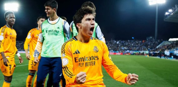 Gonzalo celebra el gol que le dio el pase al Real Madrid a las semifinales de la Copa del Rey.