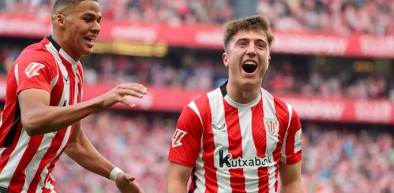 Mikel Jauregizar celebrando un gol de Athletic Club.