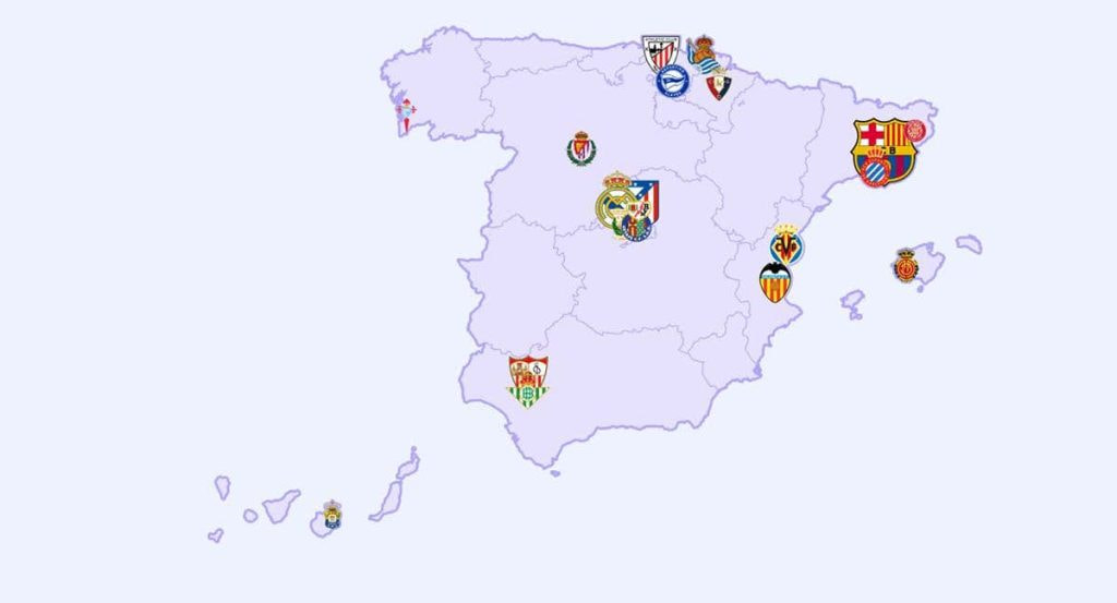 El mapa de los equipos de Primera, según su número de empleados.