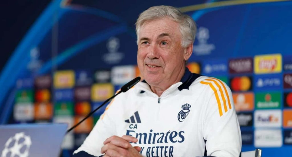 Carlo Ancelotti, en la sala de prensa de Valdebebas.