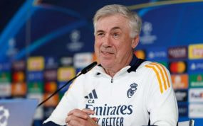 Carlo Ancelotti, en la sala de prensa de Valdebebas.