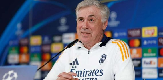 Carlo Ancelotti, en la sala de prensa de Valdebebas.