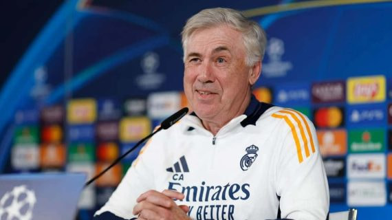 Carlo Ancelotti, en la sala de prensa de Valdebebas.