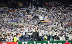 Grada de animación del Real Madrid, en el Bernabéu.
