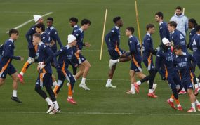 El Real Madrid, en un entrenamiento en Valdebebas.