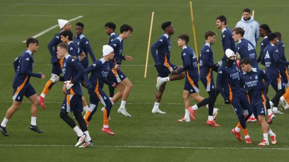 El Real Madrid, en un entrenamiento en Valdebebas.