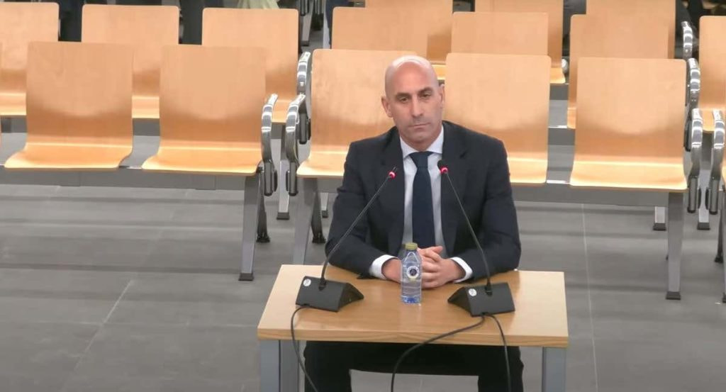 Luis Rubiales, en el momento de declarar en la Audiencia Nacional.