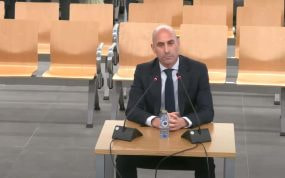 Luis Rubiales, en el momento de declarar en la Audiencia Nacional.