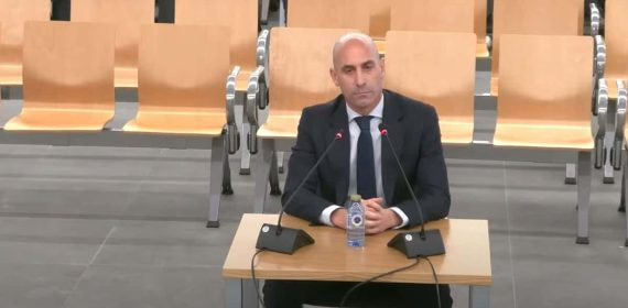 Luis Rubiales, en el momento de declarar en la Audiencia Nacional.