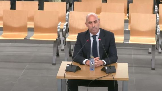 Luis Rubiales, en el momento de declarar en la Audiencia Nacional.