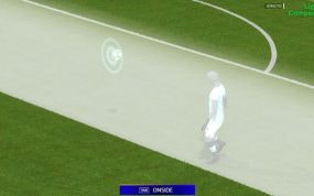 El 'frame' mostrado en la realización televisiva para explicar el no fuera de juego de Haaland.