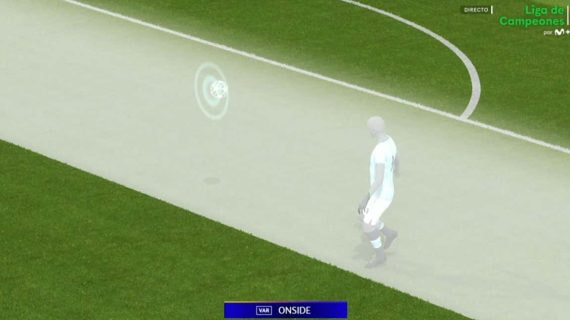 El 'frame' mostrado en la realización televisiva para explicar el no fuera de juego de Haaland.