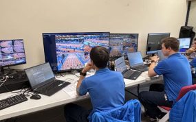 La sala VAR del campeonato de España de atletismo.