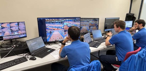 La sala VAR del campeonato de España de atletismo.