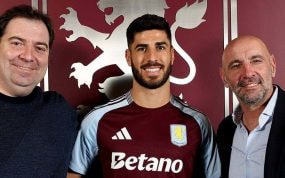Damià Vidagany, Marco Asensio y Monchi en la presentación del balear.
