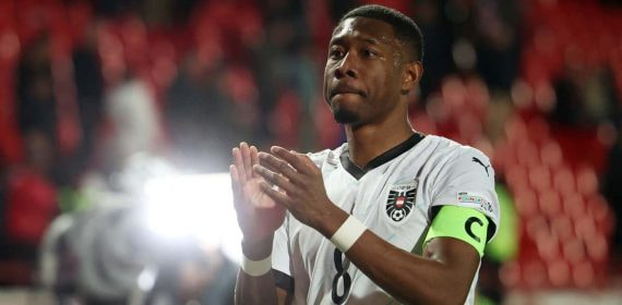 David Alaba, durante el Serbia-Austria.