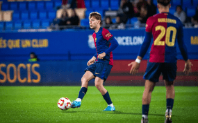 Pau Prim durante un partido de la primera vuelta en el Johan.