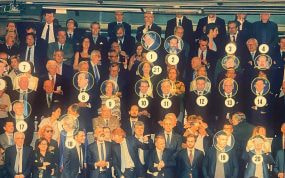 El fotografía del palco del Bernabéu expuesta en la exposición.
