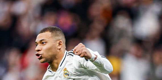 Mbappé, celebrando un gol con el Real Madrid.