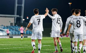 El Real Madrid Castilla, en un partido este curso.