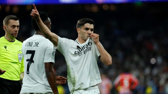 Brahim Díaz celebra su gol frente al Atlético de Madrid en la ida de los octavos de final de Champions.
