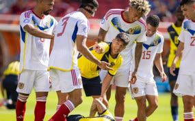 Alan Franco se queja en el pasado partido entre Venezuela y Ecuador disputado en 2024
