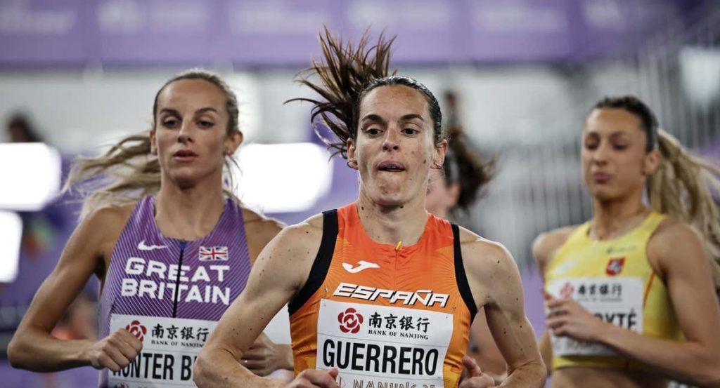 Esther Guerrero durante su participación en el Mundial de atletismo indoor de Nanjing 2025.