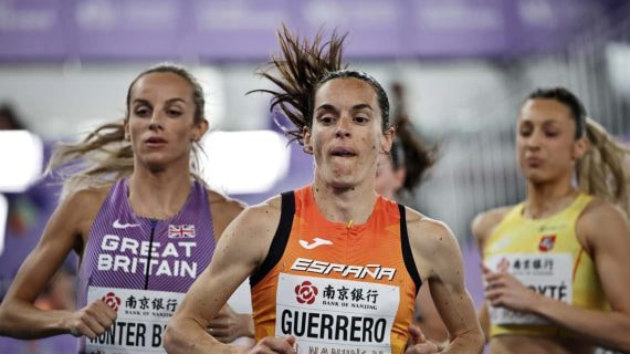 Esther Guerrero durante su participación en el Mundial de atletismo indoor de Nanjing 2025.