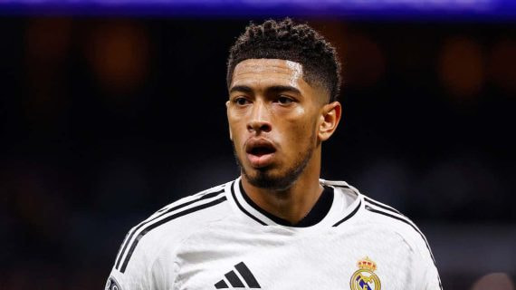 Jude Bellingham durante un partido de la Champions League con el Real Madrid.